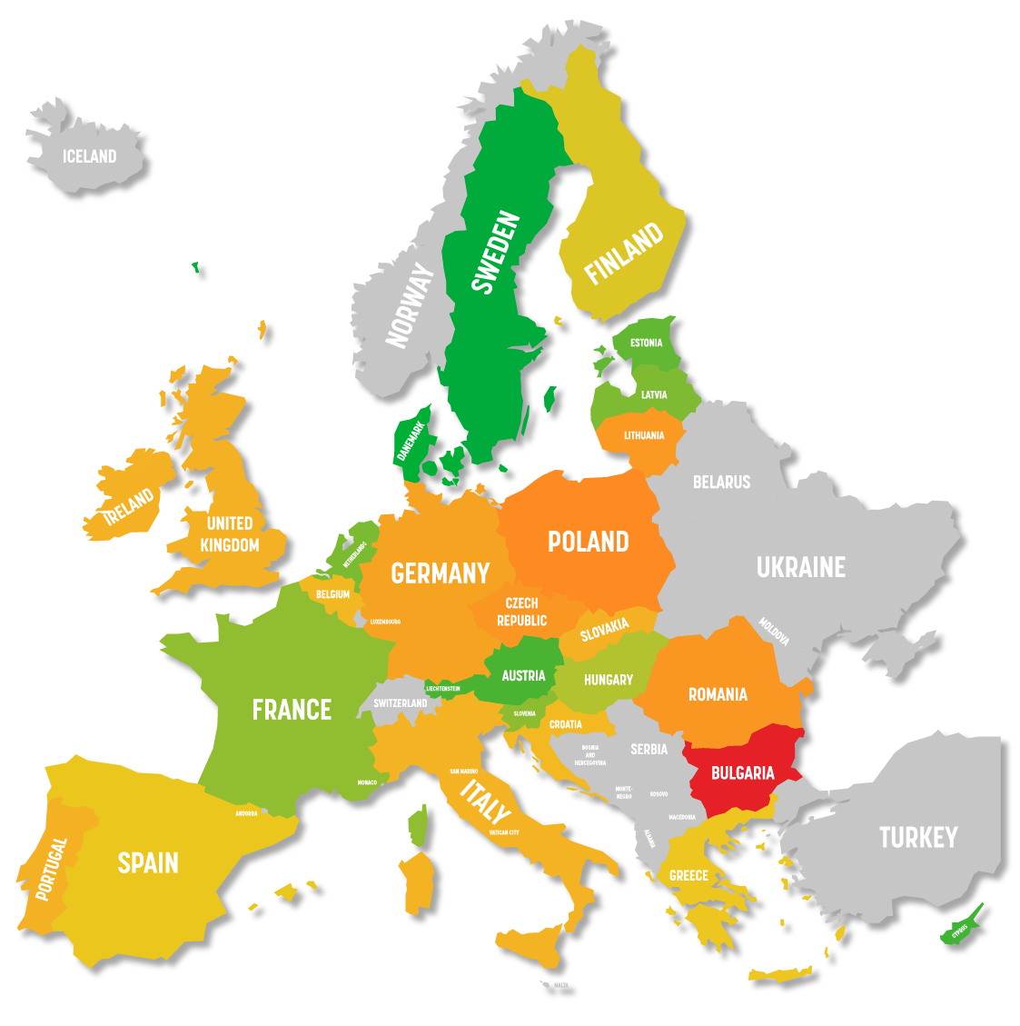 Carte des risques en Europe